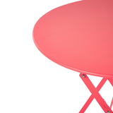 Beliani Salon de Jardin Bistrot Table et 2 Chaises en Acier Rouge Pliable avec Patins Fiori