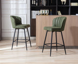 chairus Tabourets de Bar Lot de 2 Tabourets de Comptoir en Cuir PU Chaises et Tabourets de Cuisine avec Cadre en Métal (Vert)