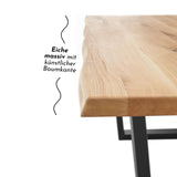 Stella Trading Benny Mini chêne Massif – Table à Bord d'arbre de qualité supérieure avec Structure en métal Noir pour Votre Salle à Manger – 180 x 75 x 100 cm