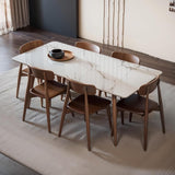 MidCentury Lot de 2/4/6 chaises de salle à manger modernes en chêne massif avec dossier large et arrondi pour cuisine, salle à manger, salon, chambre à coucher, bureau (finition noyer foncé)