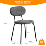 WAFTING Chaises de Salle à Manger Lot de 4, Chaise de Cuisine Empilables, avec Coussin en Tissu Teddy et Pieds Métalliques, pour la Salle à Manger, Cuisine, Salon, Chambre-Gris Foncé