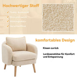 KOMHTOM Fauteuil de salon beige avec rembourrage en tissu peluche pour salon, chambre à coucher, balcon (beige)