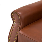 Fauteuil en Cuir PU fauteuils d'appoint en Cuir du Milieu du siècle avec capitonnage en Cuir et Garniture cloutée Fauteuil en Cuir surdimensionné pour Salon Chambre à Coucher réception Brown