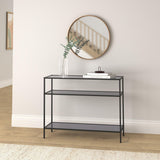 WENKO Console Meuble Style Industriel | Petite Console étroite | Meuble entrée - Bureau d'appoint | 3 Plateaux de Rangement | Métal - MDF | L100xH80xL35 cm | Noir
