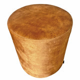 Meubletmoi Pouf/Repose-Pieds Rond D. 32 cm en Tissu Velours Jaune Moutarde – élégant et Compact – Joel