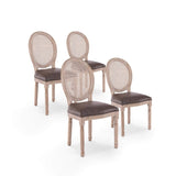 INTENSE DECO Lot de 4 chaises médaillon Louis XVI Cannage Rotin Vintage