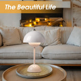 Flowerpot Lampe de table champignon – 3 couleurs en continu à intensité variable tactile, LED portable rechargeable, veilleuse de chevet et veilleuse intérieur/extérieur (blanc)