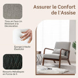 COSTWAY Fauteuil de Salon 1 Place, Fauteuil Relax Rembourré avec Coussin Lombaire, Cadre en Bois Massif de Caoutchouc & Patins Antidérapants, Fauteuil de Lecture pour Bureau, Charge 150 KG(Gris)