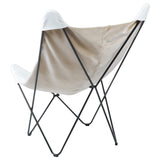 Fauteui Design Papillon avec Pieds en Épingle en Métal et Velours Blanc Nybro
