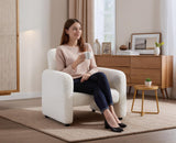 chairus Chaise de Loisirs Rembourré en Fausse Fourrure Fauteuil Canapé 1 Place Modern Chaise Lounge pour Chambre Salon (Blanc)
