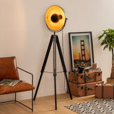 Atmosphera - Lampadaire trépied Lahti noir et doré - métal H162 cm