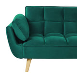 Canapé Lit Clic Clac Convertible 3 Places en Velours Vert avec Pieds en Bois Idéal pour Salon ou Chambre d'Amis au Style Rétro et Scandinave Beliani