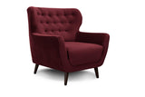 Cavadore Abby Fauteuil avec Capitonnage à Boutons, Style Rétro, Aspect Velours , 87 x 89 x 88 cm, Rouge