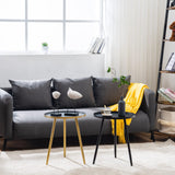 YOUDENOVA Table d'appoint, ronde, en métal, petite, basse, décorative, moderne, trépied en acier tubulaire, diamètre : 40,5 x 50 cm, pour salon, noire