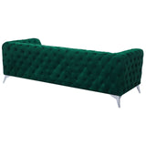 Canapé Fixe 3 Places Capitonné en Velours Vert de Qualité Idéal pour Salon au Design Glamour et Traditionnel Beliani