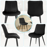 JIJIAN Lot de 4 Chaises de Salle à Manger, Chaises de Cuisine, Chaise tapissée, Chaise de Salon, Design avec Dossier, Assise en Velours avec Pieds Métalliques Noirs, Noir