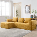 Sapgaks Canapé convertible pour 1 à 3 places, canapé modulaire, canapé d’angle avec poches latérales, tissu chenille, avec chaise longue et accoudoirs, coussins de siège inclus (Jaune + Chenille + 3