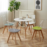 GrandCA HOME Lot de 2 Chaises de Salle à Manger avec Coussin de Siège en Cuir PU, Chaises Latérales Transparentes pour Cuisine, Salle à Manger, Chambre à Coucher (Blanc/PU)