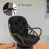 Chaise à bascule pivotante solide avec coussin ultra doux pour meubles de jardin et de terrasse en rotin avec tapis épais lavable vert