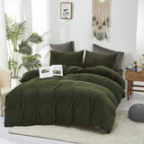 Cottonight Parure de lit 3 pièces en velours vert militaire – Literie pelucheuse vert olive – Couverture verte foncé, moderne d'hiver chaude pour homme et femme