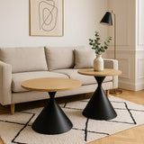 JAZYKA Table Basse Salon Ronde gigogne – Set de 2 – Design Moderne – Table d’appoint ou Bout de canapé – Modèle Aurea (Noir)