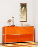 Simplink Buffet en métal avec 2 Portes à Rabat, ameublement Moderne, Parfait pour la Maison, Le Bureau, la Cuisine, Le Couloir, Le Foyer et la Chambre à Coucher (Orange Mat)