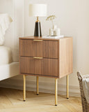 HEYZOEY Table de Chevet Bois avec 2 tiroirs, Moderne, Style bohème, pour Chambre à Coucher, Salon, Noyer