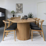 AltoBuy Ankara - Table Repas Ovale Pieds Relief MDF Effet Bois Naturel