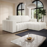 INTENSE DECO Canapé d'angle Droit Convertible Clovis Bouclette Blanc