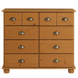 IDIMEX Commode Chambre Colmar L 92 cm 8 tiroirs en Bois Massif Brun chiffonnier apothicaire Rangement avec poignées en métal
