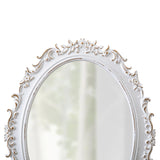 Sintosin Miroir Mural Ovale Baroque 54 x 40 cm, Miroirs Vintage Blancs Déprimés pour Le Salon, Miroirs en Bois pour Salle de Bain, Entrée, Miroir Mural Design horizontaux ou verticaux