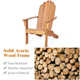 KOMFOTTEU Fauteuil Adirondack, Bois d’Acacia, Chaise de Jardin, Charge de 160 kg, Design Ergonomique, Chaise de feu de Camp, Sièges en Terrasse avec Dossier et Accoudoirs (Naturel)