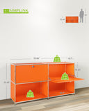 Simplink Buffet en métal avec 2 Portes à Rabat, ameublement Moderne, Parfait pour la Maison, Le Bureau, la Cuisine, Le Couloir, Le Foyer et la Chambre à Coucher (Orange Mat)