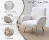 chairus Fauteuil de Loisirs en Fausse Fourrure Modern Chaise de Relaxation pour Salon Sofa de Chambre avec Pieds en Bois (Blanc)