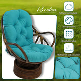 Chaise à bascule pivotante solide avec coussin ultra doux pour meubles de jardin et de terrasse en rotin avec tapis épais lavable vert