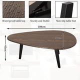 WDSHIYI Grande table basse ovale moderne du milieu du siècle pour salon, centre minimaliste, noyer et noir, 274,3 x 144,2 x 101,6 cm