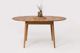 NORDICSTORY Escandi 4 Table de salle à manger nordique extensible ronde 120-155 cm, chêne massif, idéale pour cuisine, salon, meubles design nordique, couleur chêne naturel