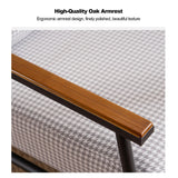 Chaise d'appoint moderne du milieu du siècle avec cadre en métal et revêtement en cuir nappa, chaise de salon élégante pour salon, fauteuil doux avec motif pied-de-poule
