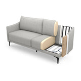 Sicaan Canapé 2 Places Industriel Sasha en Tissu Gris Clair – Droit Compact et Élégant – Sofa Moderne Style Urbain Chic et Confortable pour Salon, Bureau ou Appartement – 173 x 85 x 86 cm