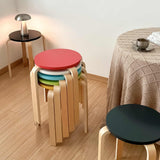 Tabouret Empilable en Bois Massif, Hauteur 45 Cm, sans Dossier, Assise Ronde, Idéal for La Salle À Manger, Le Salon,Et Le Balcon(Yellow)