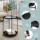 WOLTU Table Basse Ronde, Table d'Appoint, Table Salon, Petite Table Basse avec 2 Plateaux Amovibles, Table de Chevet, en Métal, Noir, BTS17sz