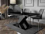 Bestmobilier - Table À Manger Buriti Rectangulaire en Bois Noir Laqué - Salle à Manger
