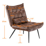 MCombo 4779-1 Fauteuil de Relaxation Moderne pour Salon avec Coussin de Taille rétro Vintage Fauteuil de Lecture Fauteuil de Salon Fauteuil rembourré sans Tabouret en Microfibre Marron