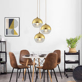 Euone_Clothes Suspension Luminaire avec Abat-jour Boule en Verre Semi-plaqué, Lampe Suspendue de Plafond Moderne, Lustre de Chambre de Salle à manger de Cuisine (Or, 20cm), (‎DGY-1004)