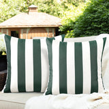 Ohok Lot de 2 housses de coussin décoratives imperméables à rayures pour canapé, salon, balcon, jardin, voiture - Vert - 45 x 45 cm