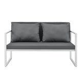 casa.pro Canapé Extérieur avec Coussins Armature Métal Polyester Blanc 70 x 114 x 60 cm