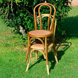 EME Lot de 2 chaises de salle à manger Thonet naturel. Chaises rustiques fabriquées en bois d'orme avec assise en rotin. Couleur naturelle. Comprend 2 unités.