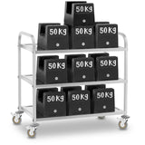 Royal Catering Chariot de Service Desserte Cuisine à roulettes 3 Plateaux RCSW 3 (101x55x96,5cm, capacité de Charge 480 kg, épaisseur des étagères 3cm)