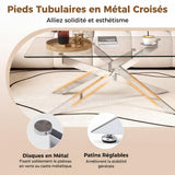COSTWAY Table Basse Verre Axis, Table Basse Salon Transparente, Plateau Rectangulaire, Pieds Tubulaires en Métal Chromé, Design Argent Moderne, pour Appartement, Maison