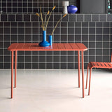 Alice's Garden - Table de Jardin métal 4 Places. Terracotta. Amelia. 120x70cm. Traitement antirouille. Lattes et Bords arrondis